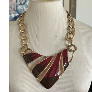 Vintage Large Statement Chain  Necklace with Very Large Pendant